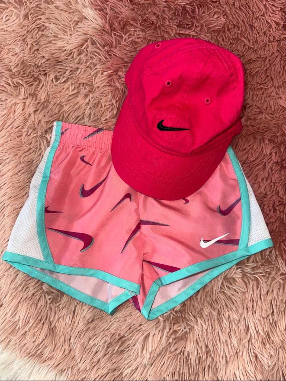 Nike pink Athletic Shorts and Hat